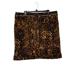Eccoci Women's Skirt Reptile Animal Print Mini Line Straight Zip Pocket Brown 16